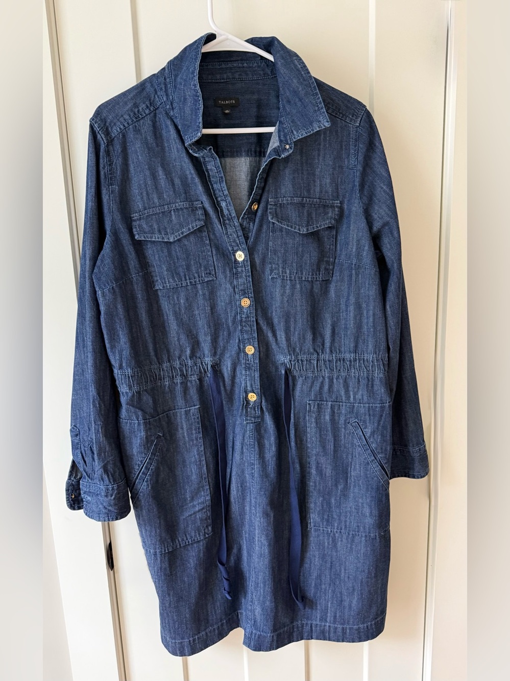 Talbots Dark Blue Denim Drawstring Dress